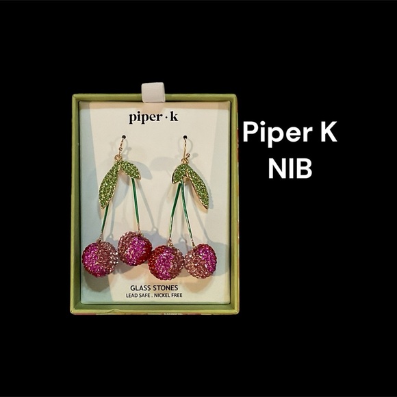 NIB Piper K Cherry Earrings - Picture 1 of 2